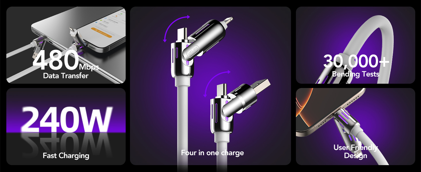 MFish 4-in-1 Universal USB Charging Cable with Carrying Case