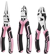 WORKPRO 3-Piece Pliers Set, Pink Pliers Tool Set Including Needle Nose Pliers, Diagonal Cutting P...