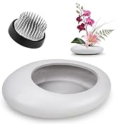 Vhxmaizxn Flower Frog Vase Kit Japanese Ikebana Vases Flower Frog Bowl | White Ceramic Pot with 1...