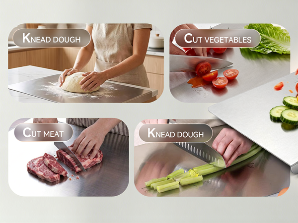 Sykexonm 304 Stainless Steel Cutting Board for Kitchen with Counter Lip &amp;amp; Non-slip Mat