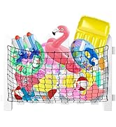 Vidoya Pool Storage Net, Pool Toy Net 71” x 47”, Elastic Mesh Net with 20 Hooks for Fence, Outdoo...