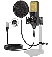 PROAR XLR Podcast Microphone Professional Cardioid Studio Condenser Microphone with 25mm Large Di...