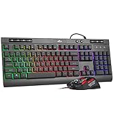 Rii WIred Gaming Keyboard and Mouse Combo,Mechanical Feel Full Size LED Keyboard, RGB 2400 Mice, ...