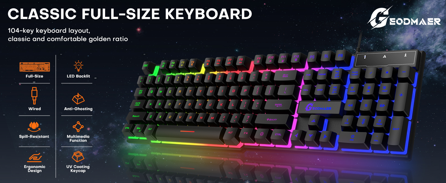 104 wired gaming keyboard