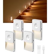 GOODEA Rechargeable Motion Sensor Night Lights for Stairs, Magnetic Stair Lights Indoor, Warm Dim...