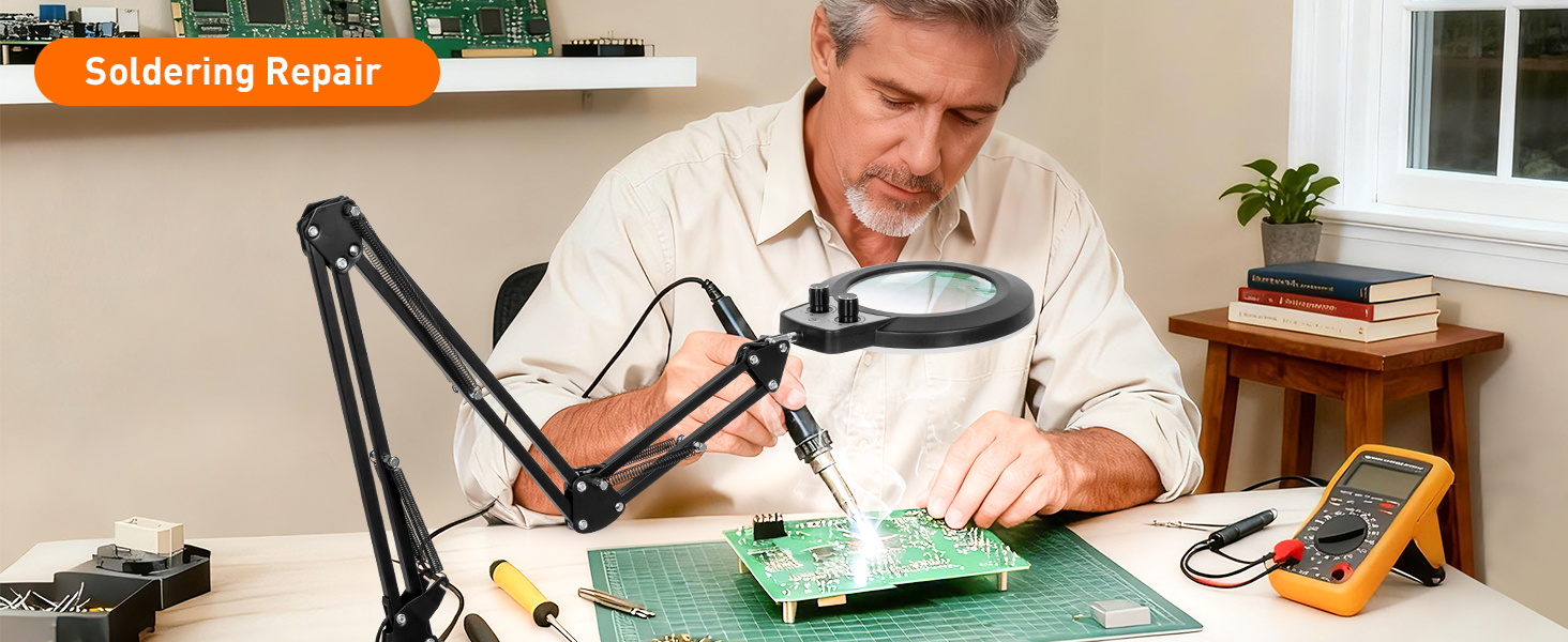 Soldering Repair magnifying lamp glass with light magnifying lamp magnifier light stand table top