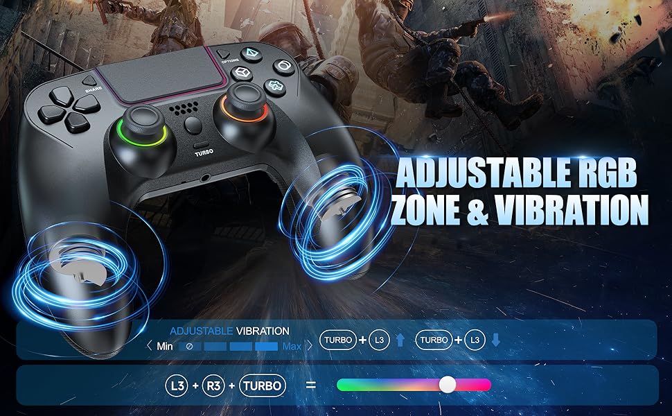 LED Wireless Controller for PS5 with Hall Effect Joystick and Trigger