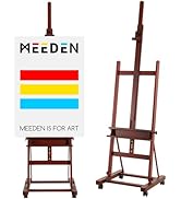 MEEDEN Studio Easel for Painting: Large H Frame Beech Wood Easel Adjustable 75" to 146" H, Hold C...