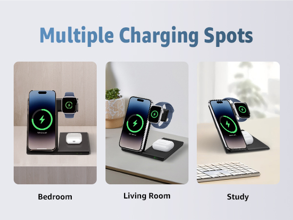 3 in 1 Foldable Charging Station Multiple Charging Spots