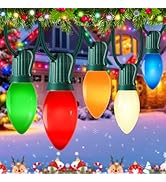 50FT C9 Christmas Lights Outdoor, Multicolor Christmas Lights String with 50 LED Colorful Light B...