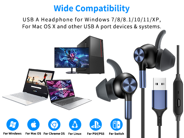 usb earbuds for pc computer headset with microphone