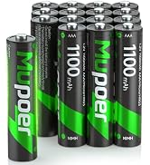 Rechargeable AAA Batteries 16 Pack,AAA Rechargeable Battery 1100mAh NiMH,1.2V Triple A Battery,So...