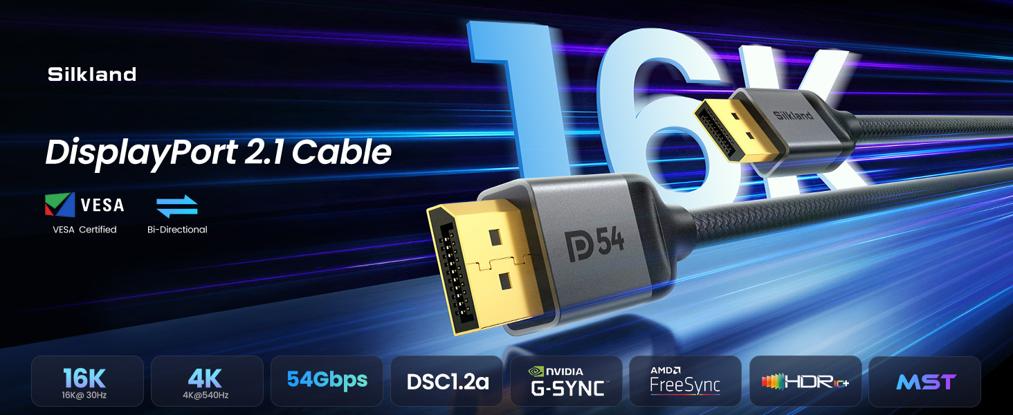 silkland displaypor cable 2.1 cable