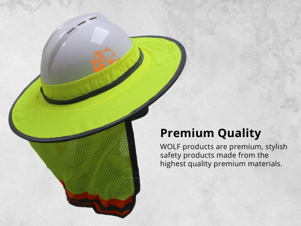 Wolf High-Visibility Reflective Full-Brim Hard Hat Mesh Sun Visor Neck Shade