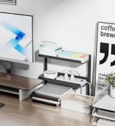 Delamu 2 Tier Cable Management Tray, No Dill Cord Organizer Metal Cable Management Under Desk or ...