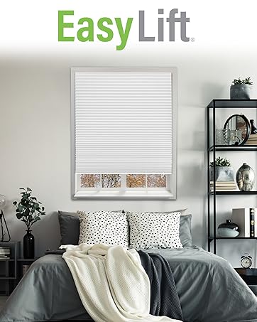 trim at home easy lift shades made of polyester fabric come in pleated or cellular style