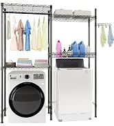 Golpart Over Washer and Dryer Shelves,Laundry Room Storage Organization Clothes Drying Rack,4 Tie...