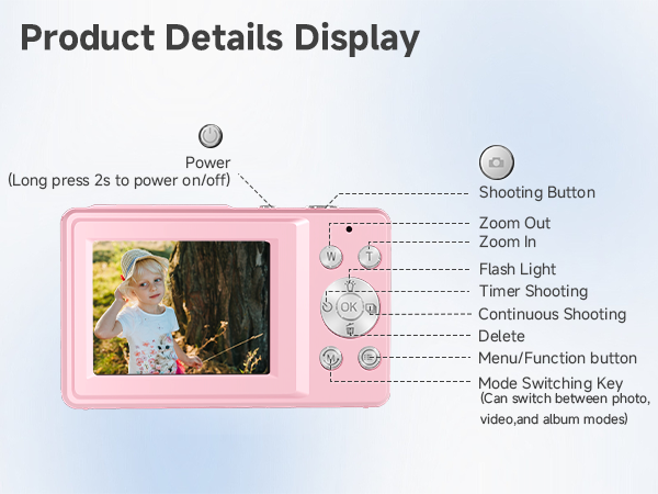 Convenient Digital Camera Shoot Camera for Kids FHD 1080P Video 44MP Photo