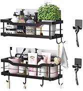 Carwiner Shower Caddy Bathroom Shelf 2-Pack, Basket with 8 Hooks for Hanging Shampoo Conditioner,...