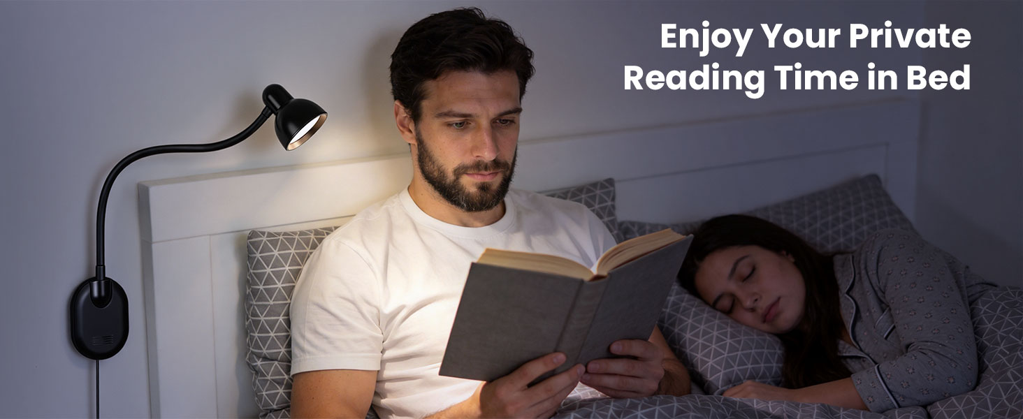 LED Wall Mounted Reading Light Book Light for Reading in Bed Wall Lamps for Bedside Reading Bedroom