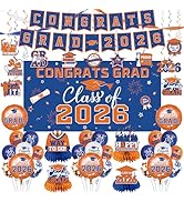 2026 Graduation Decorations-Class of 2026 Decorations Set with Congrats Grad Backdrop,Banner,Hone...