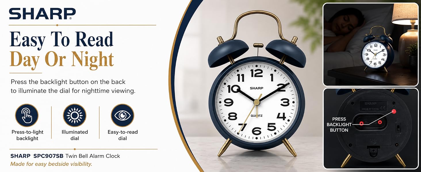 loud alarm clock for bedroom retro style vintage mid century modern battery powered simple easy 