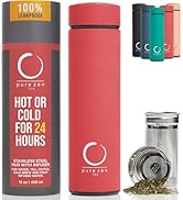 Pure Zen Tea Thermos with Infuser for Tea, Coffee and Fruit-Infused Water - Stainless Steel - Tea...