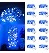 Yooumoga Fairy Lights,Silver Wire String Lights Waterproof,Battery Operated 7FT 20LED Firefly Sta...