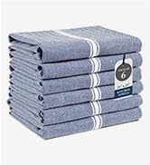 Lane Linen Chanbray stripe 100% Cotton Set of 6 kitcehn Towels