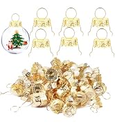 100 Sets Round Christmas Ornament Tops Caps, 0.4 in Gold Metal Tops, Ornament Topper Caps for Cle...