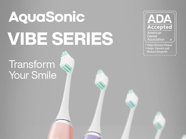 AquaSonic Vibe Series Electric Toothbrush with different cleaning modes, safe for sensitive teeth