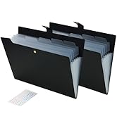 2PCS Expanding File Folder 7 Pocket Letter Size Accordion File Organizer with Labels Portable Doc...