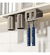 Toothbrush Holders for Bathrooms, Electric Toothbrush Holder with 2 Cups 2 Brush Slots for Mirror...