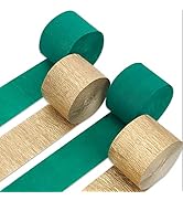 PartyWoo Crepe Paper Streamers 4 Rolls 328ft, Pack of Green and Gold Crepe Paper for Party Decora...
