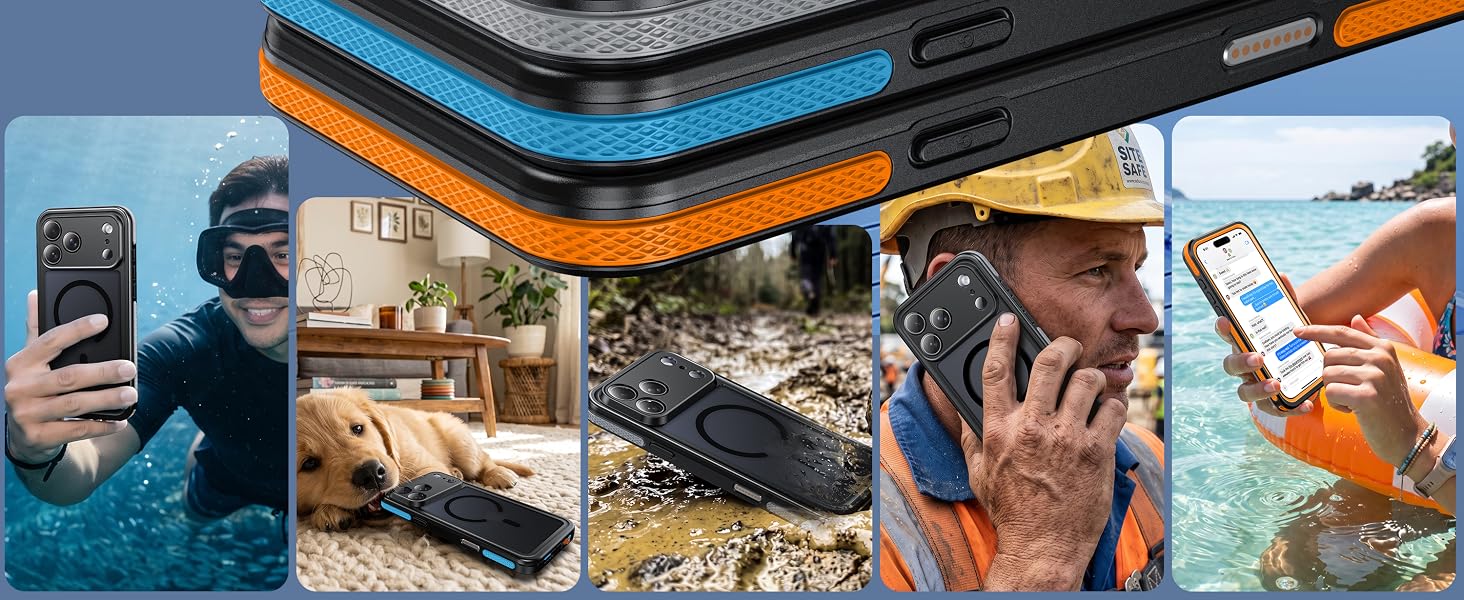 oterkin for iPhone series magnetic IP68 waterproof translucent matte back 360 full body case