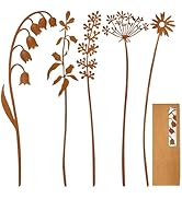 VIS'V Metal Decorative Garden Stakes, 15.7 Inch Rusty Flower Plant Yard Art Stakes for Outdoor In...