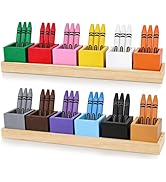 AFOROEOA 2PACK Colored Pencil Holder with 12 Movable Cups, Colored Crayon Holder for Classroom Cr...