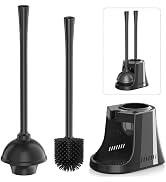 LOVLOY Toilet Plunger and Brush, Silicone Bowl Brush and Heavy Duty Toilet Plunger Set with Venti...
