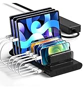 Alxum iPad Charging Station, 108W 10 Port Phone Docking Station &amp; Organizer with Adjustable Divid...