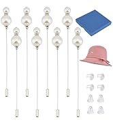 BENECREAT 8Pcs Hat Pin, White Pearl/Butterfly Vintage Safety Pins Brooches Pin Stick for Tie, Sca...