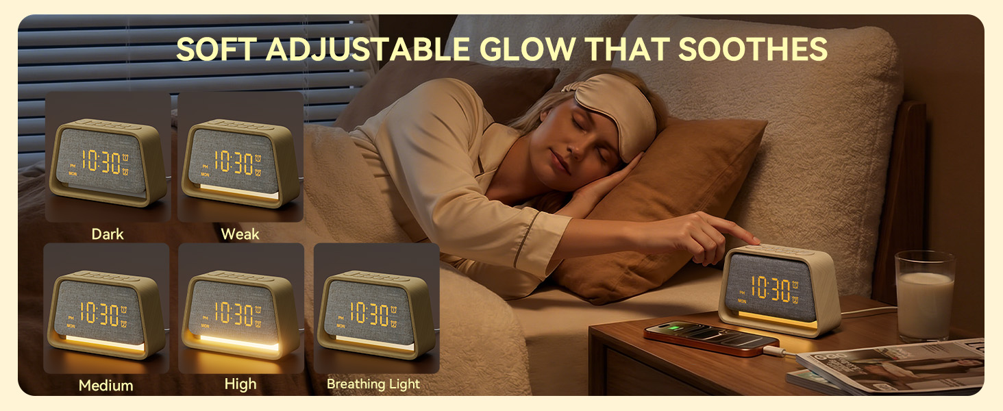 soothing alarm clock night light adjustable