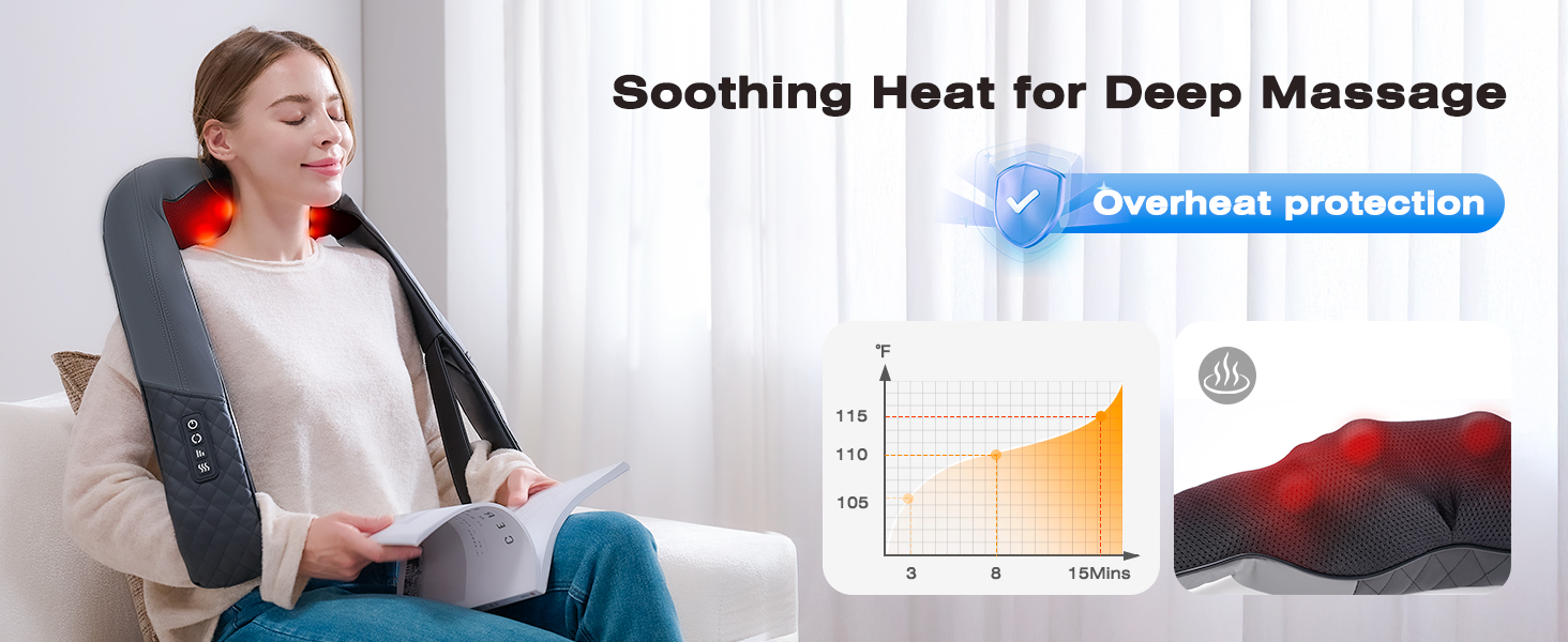 neck and shoulder massager with heat shiatsu neck and back massager shoulder massager