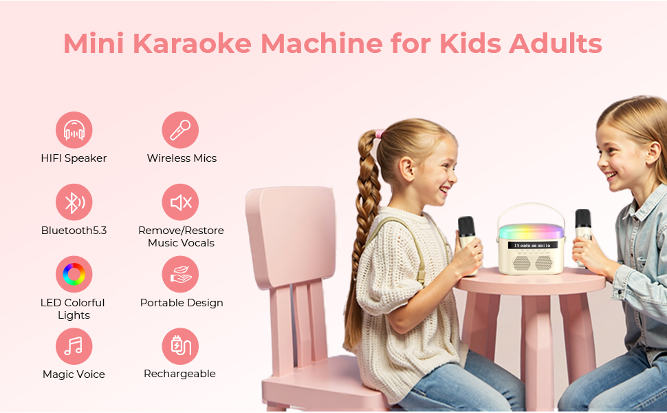 Mini Karaoke Speaker with Wireless Microphones