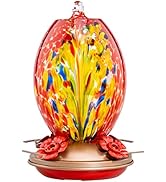 Muse Garden Glass Humming Bird Feeders for Outdoors - 27OZ Blown Glass Hummingbird Feeder - Uniqu...