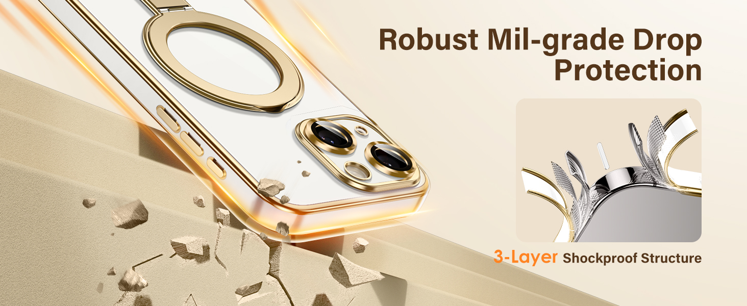 Invisible Stand Magnetic for iPhone 13 Case Flexible TPU Bumper Shockproof Non-Slip Grip