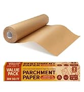 Katbite Unbleached Parchment Paper Roll, 15in x 242ft, 300 Sq.Ft, Non-Stick with Serrated Cutter ...