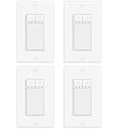 4 Pack Dimmer Light Switch, Single Pole Neutral Wire Required Dimmer Switch, for 150W Dimmable LE...