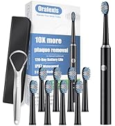 ORALEXIS Electric Toothbrush for Adults and Kids, with Tongue Scraper and 8 Brush Heads, One Fast...