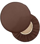 Sigmat 2 Pack Waterproof PU Bar Stool Cover Anti-Slip Round Seat Cover 19.5 Inch Coffee