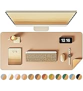 YSAGi Double-Sided Desk Pad, Leather Desk Mat, Eco Cork Desk Pad Protector, Large Mouse Pad for D...